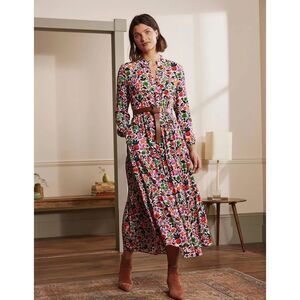 NWOT BODEN Womens Floral Long Sleeve Tiered Maxi Shirt Dress Multicolor Size 16